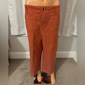 Cute Jules & Leopold size L burnt orange cream polka dot wide leg cropped pants